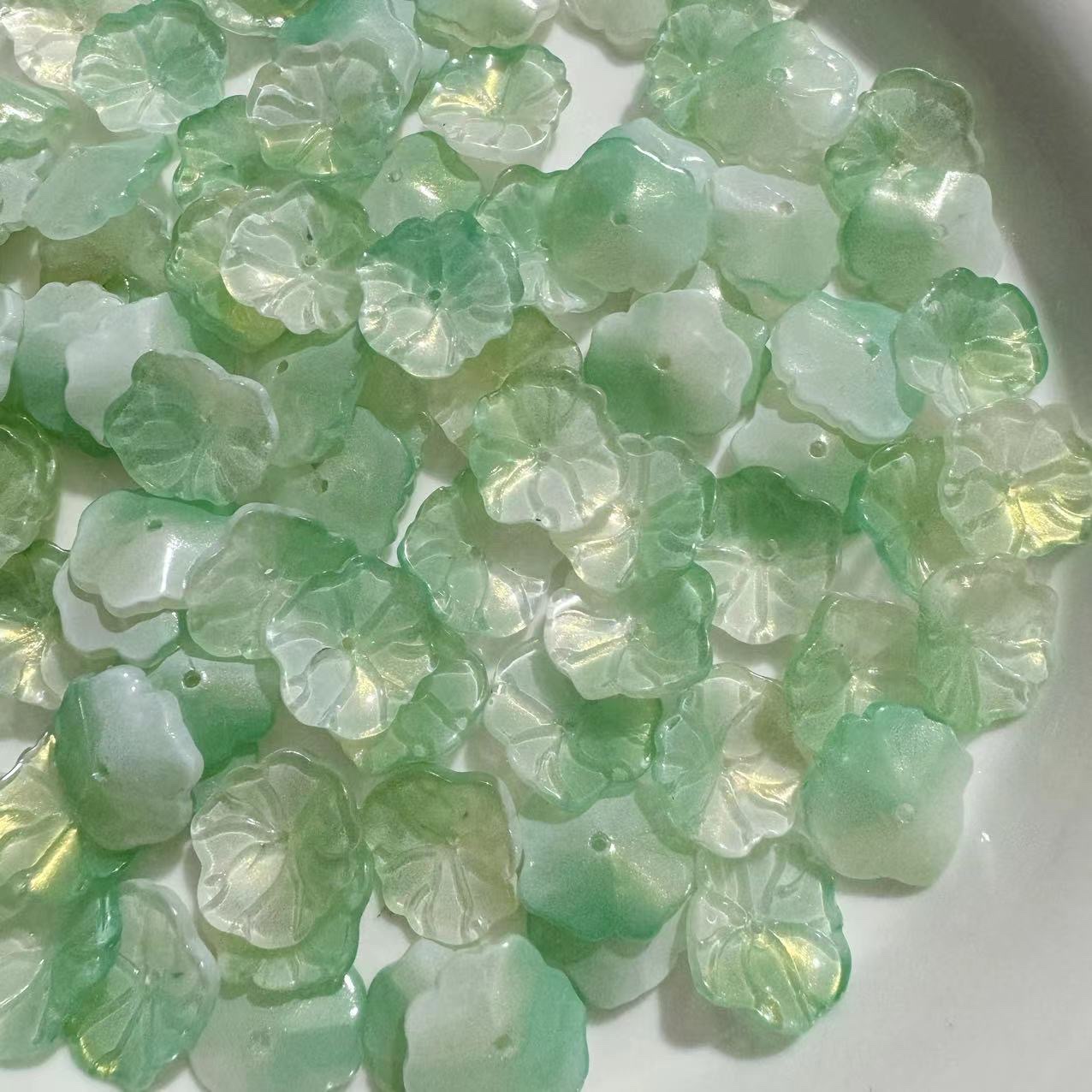 捷克琉璃10×17mm小花边荷叶琉璃叶子diy古风手工发簪头饰制 