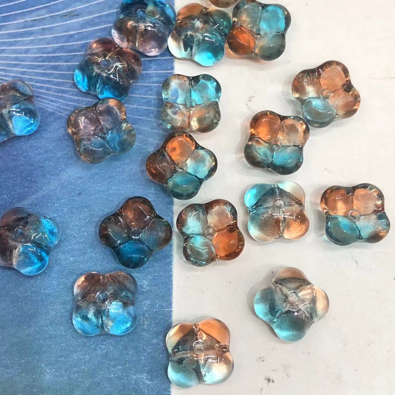 Houxiu Crystal domestic glazed crystal glass, fat osmanthus retro accessories, diy jewelry accessories, jewelry accessories Specification image