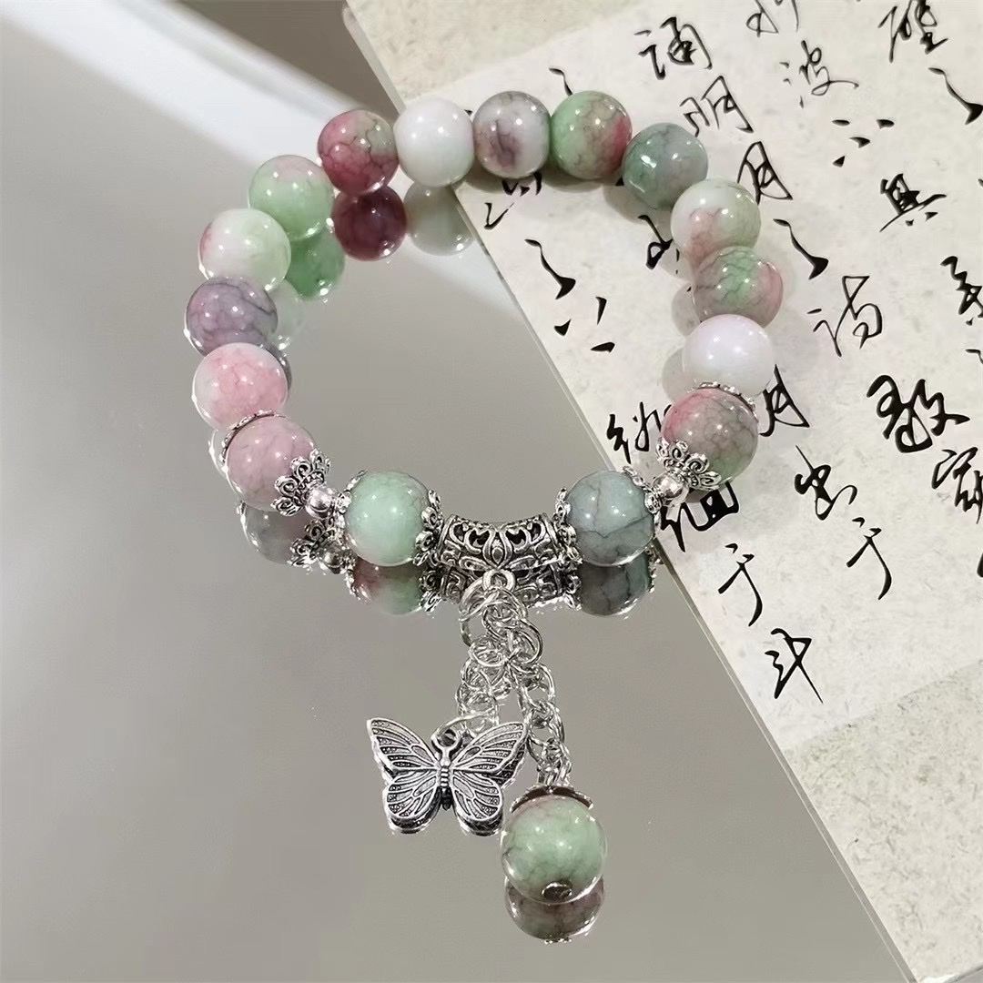 2024爆花手串新中式碎花蝴蝶手链女潮流新款小众设计百搭学生男女产品图