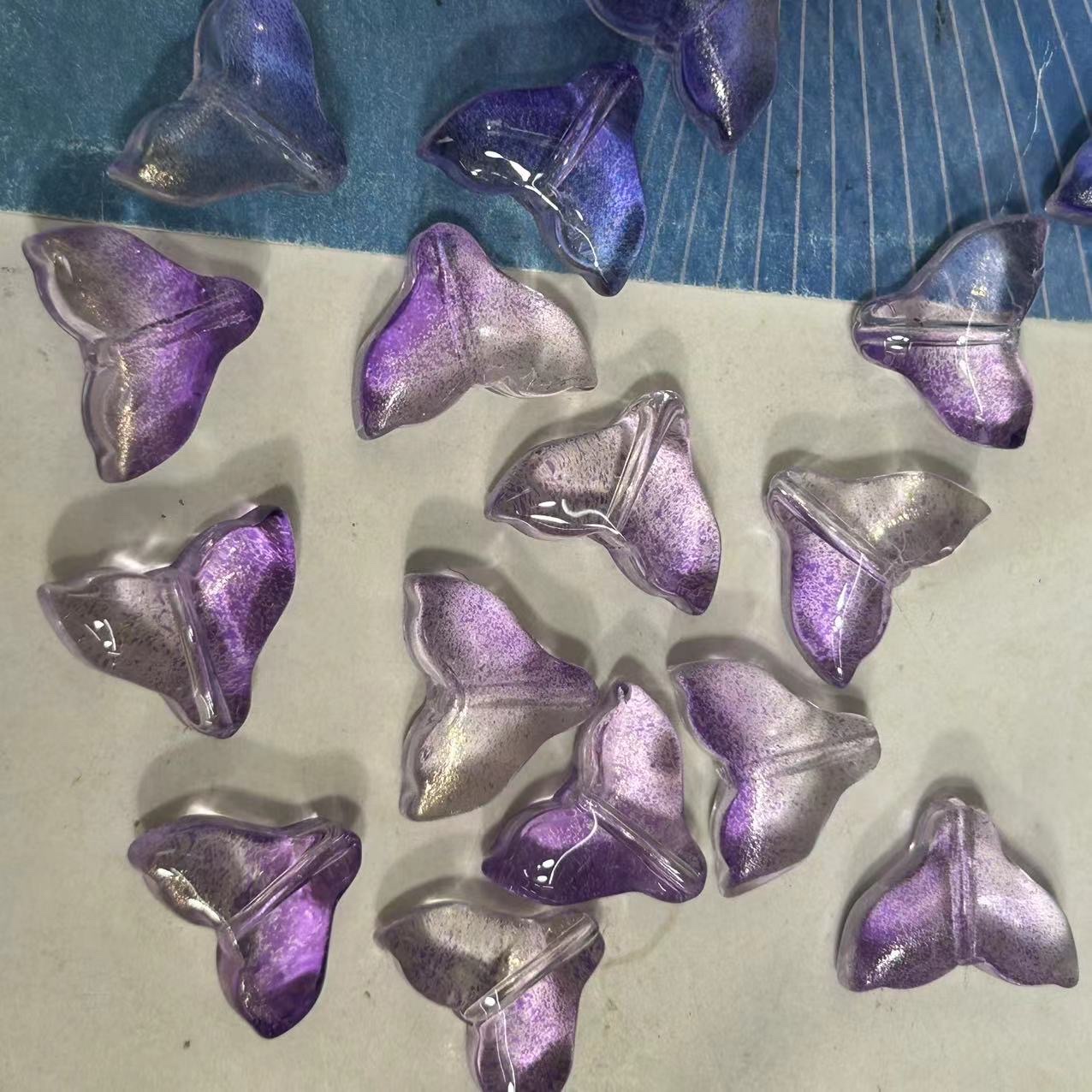 厚秀水晶国产琉璃水晶玻璃项链配件手串配件胖鱼尾流苏簪娘配件，手工DIY材料，网红热卖配件产品图