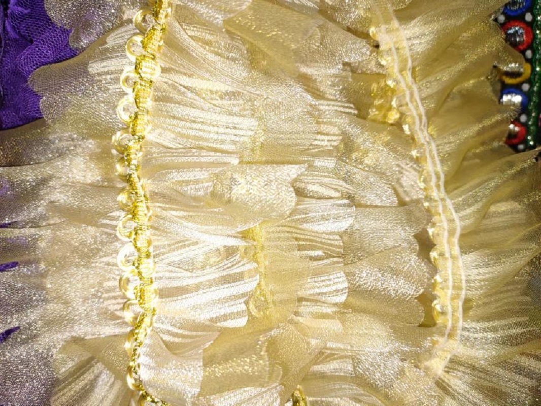 双层褶皱涤纶透明雪纺边服装辅料裙摆袖口手工diy裙撑蕾丝花边