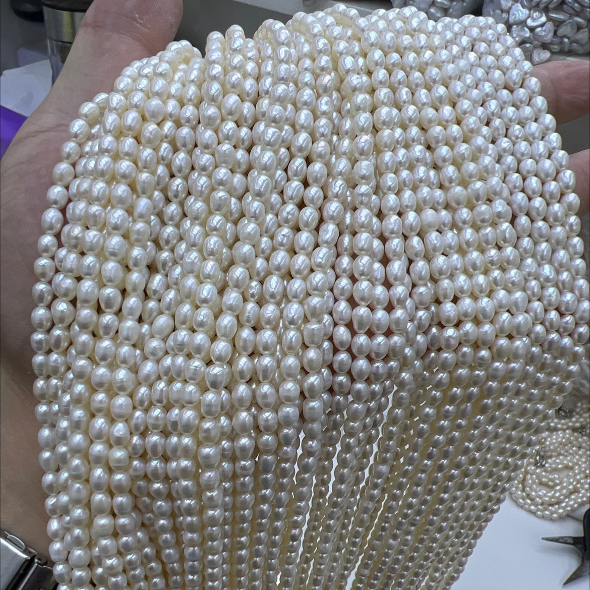 气质珍珠4mm妈妈款小米DIY串珠锁骨链