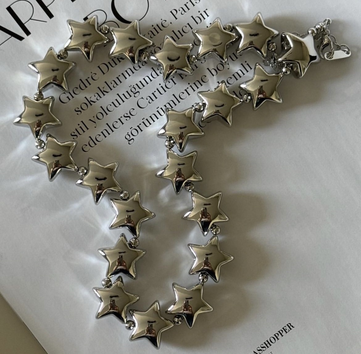 银色五角星项链巴洛克项链项链