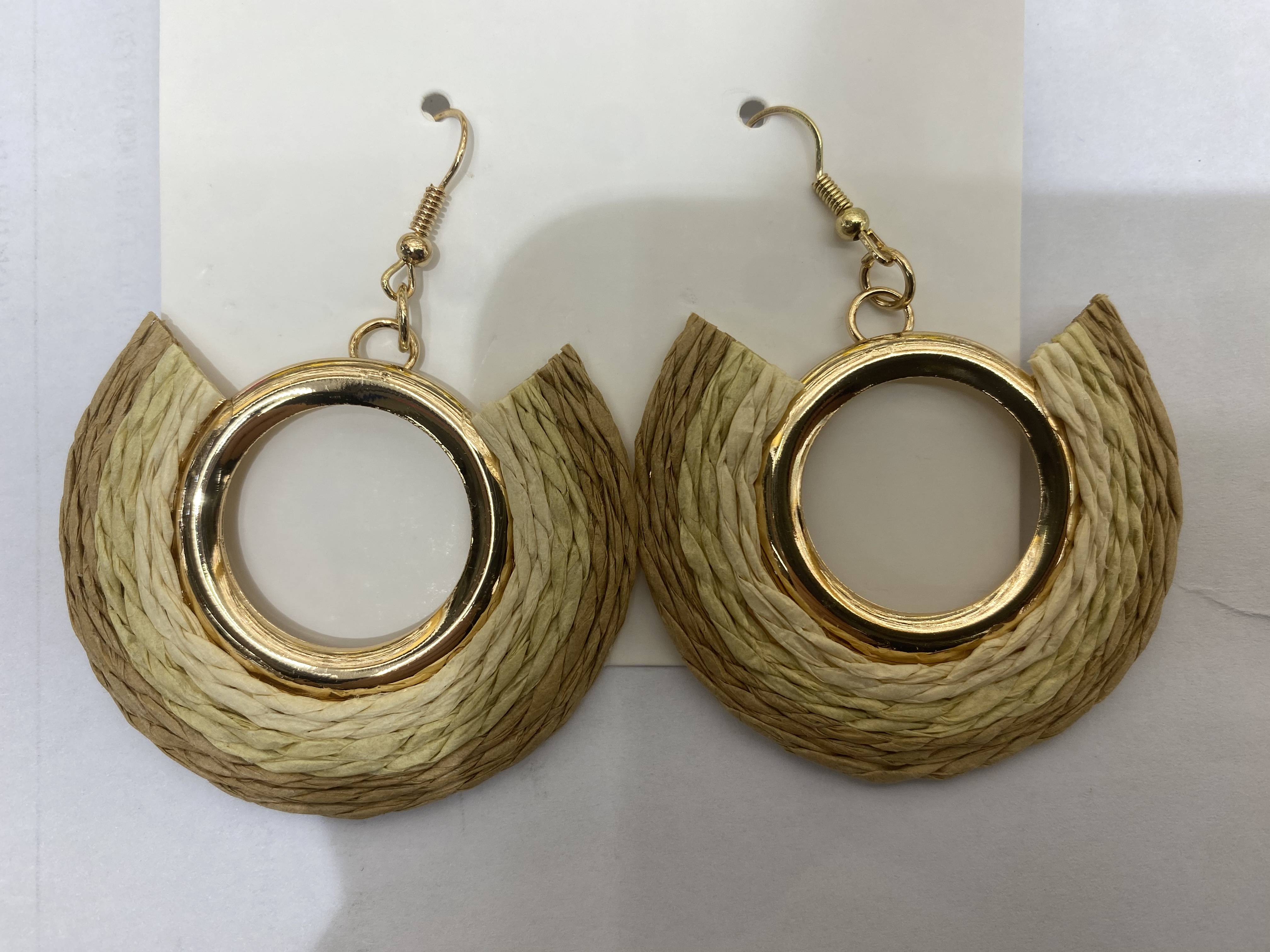 原创设计波西米亚风手工制作夸张新款度假风耳环手工拉菲草编耳钉清新花朵甜美耳饰 