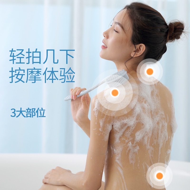 Silicone long handle massage bath brush double-sided soft hair bath brush scrub multi-functional back brush lazy rub back god thumbnail