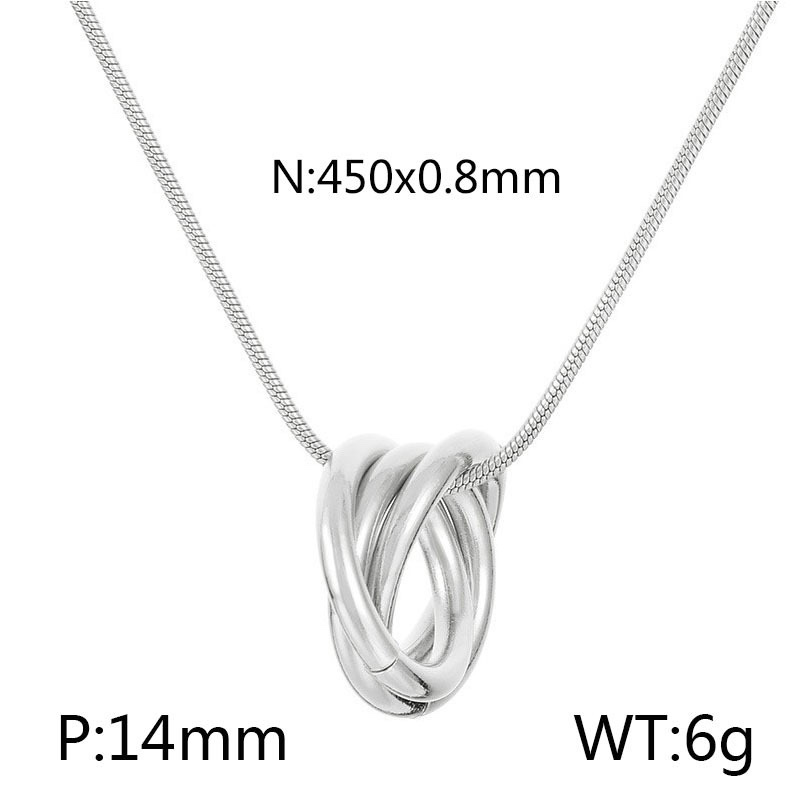 韩版INS个性时尚简约项链女几何圆形三环不规则镂空吊坠钛钢项饰 详情图5