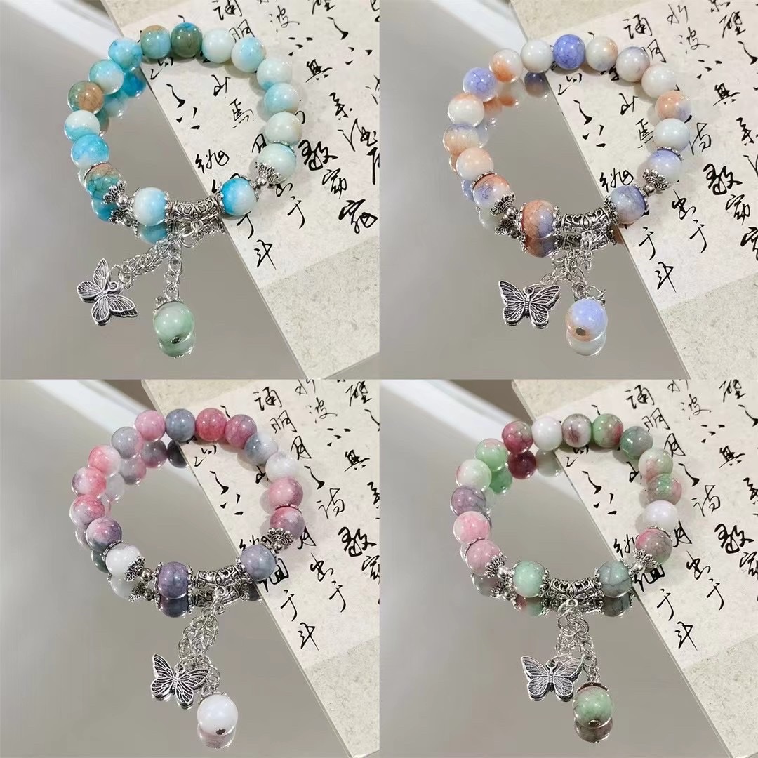 2024爆花手串新中式碎花蝴蝶手链女潮流新款小众设计百搭学生男女