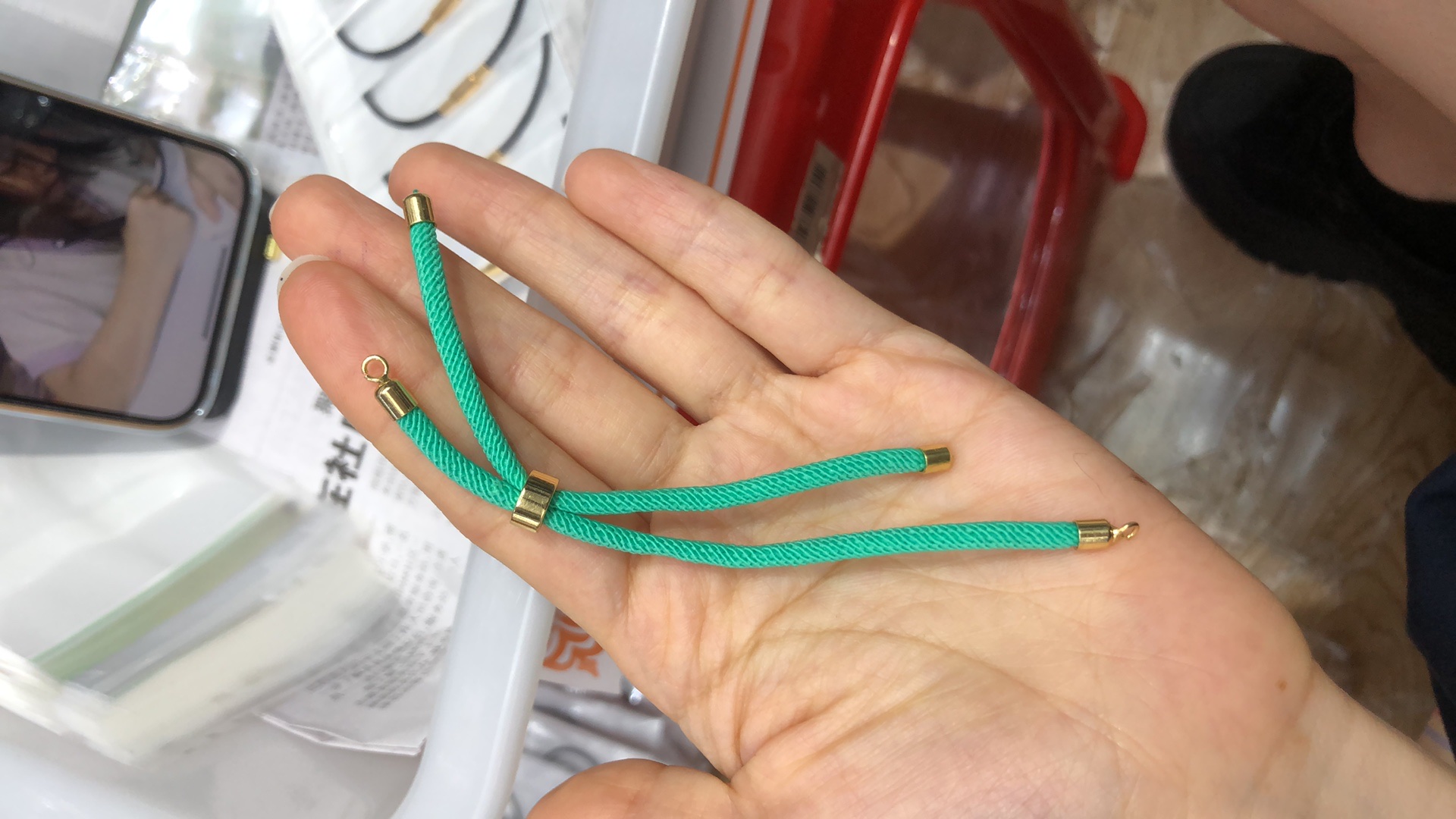 保色铜镀金米兰线生命树红色基础绳夹珠DIY配件手链手绳配件手链手链手串首饰详情图2