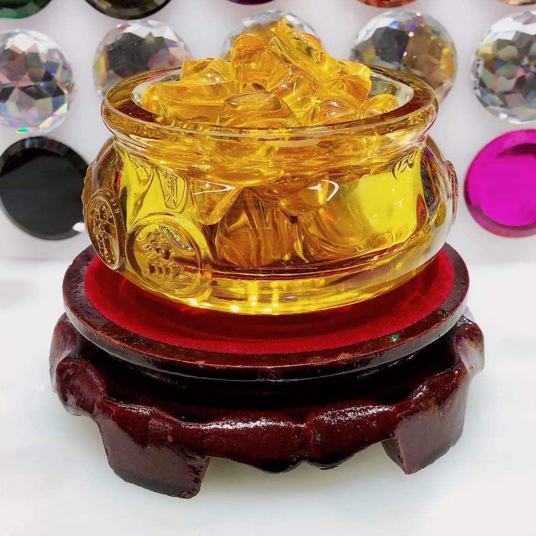 Houxiu Crystal, domestic glazed glass, business gifts, treasure basins, Buddhist items, home decoration ornaments Item Picture