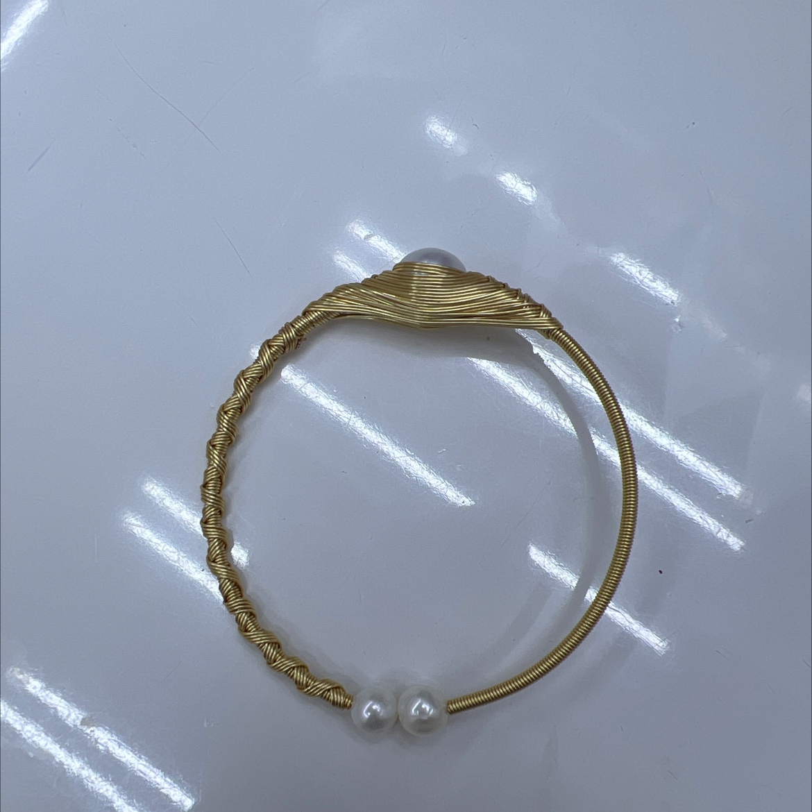 Edison Pearl Bracelet 14k gold-plated natural pearl wound bracelet detail image 2