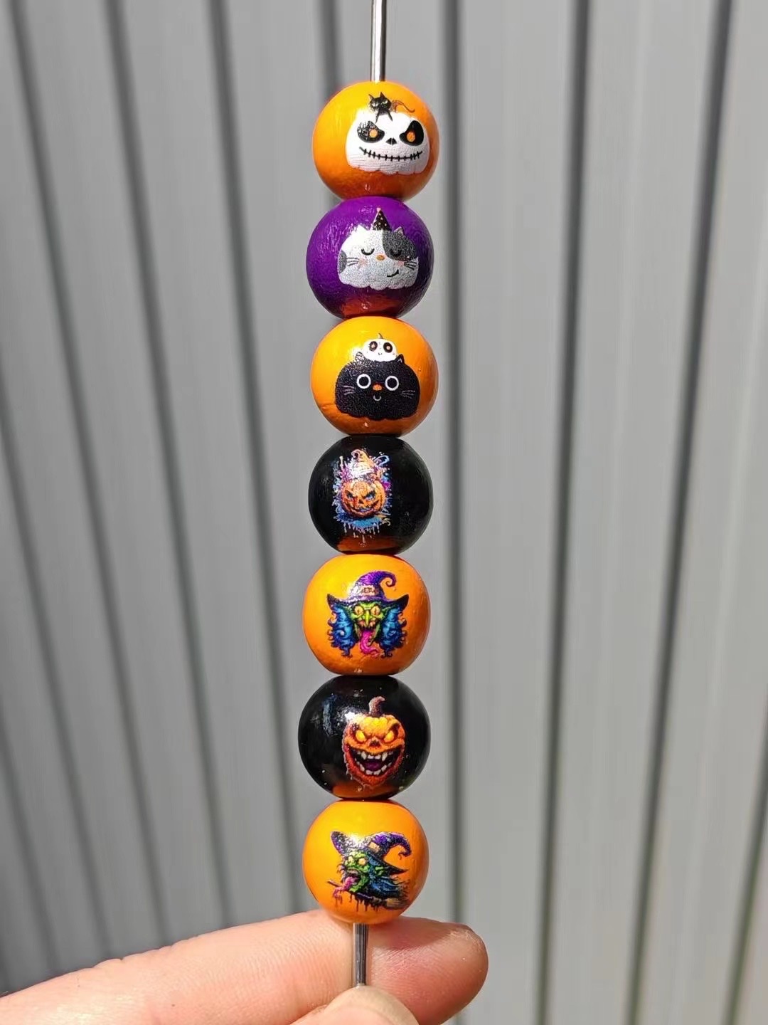 Wooden beads for Halloween, in stock, custom patterns available