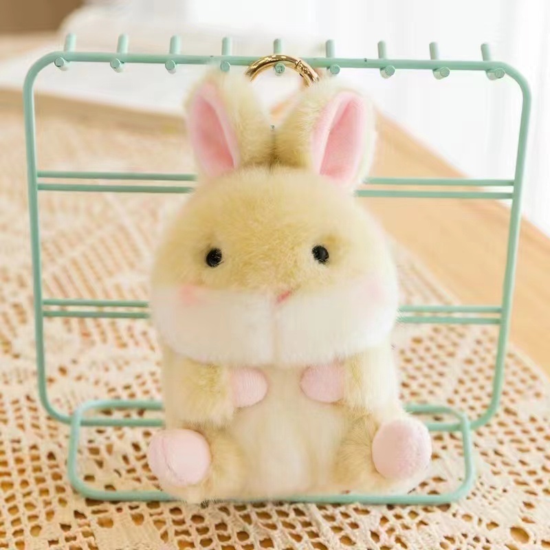 Creative simulation wool material simulation animal keychain dolls, plush toys, panda hamster claw machine dolls, gifts, annual meeting giveaways wholesale Specification image