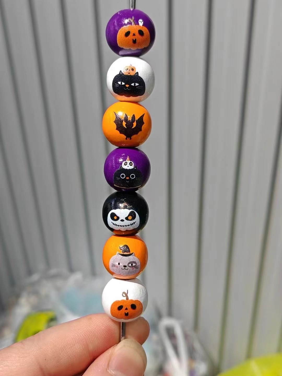 Wooden beads for Halloween, in stock, custom patterns available details Picture