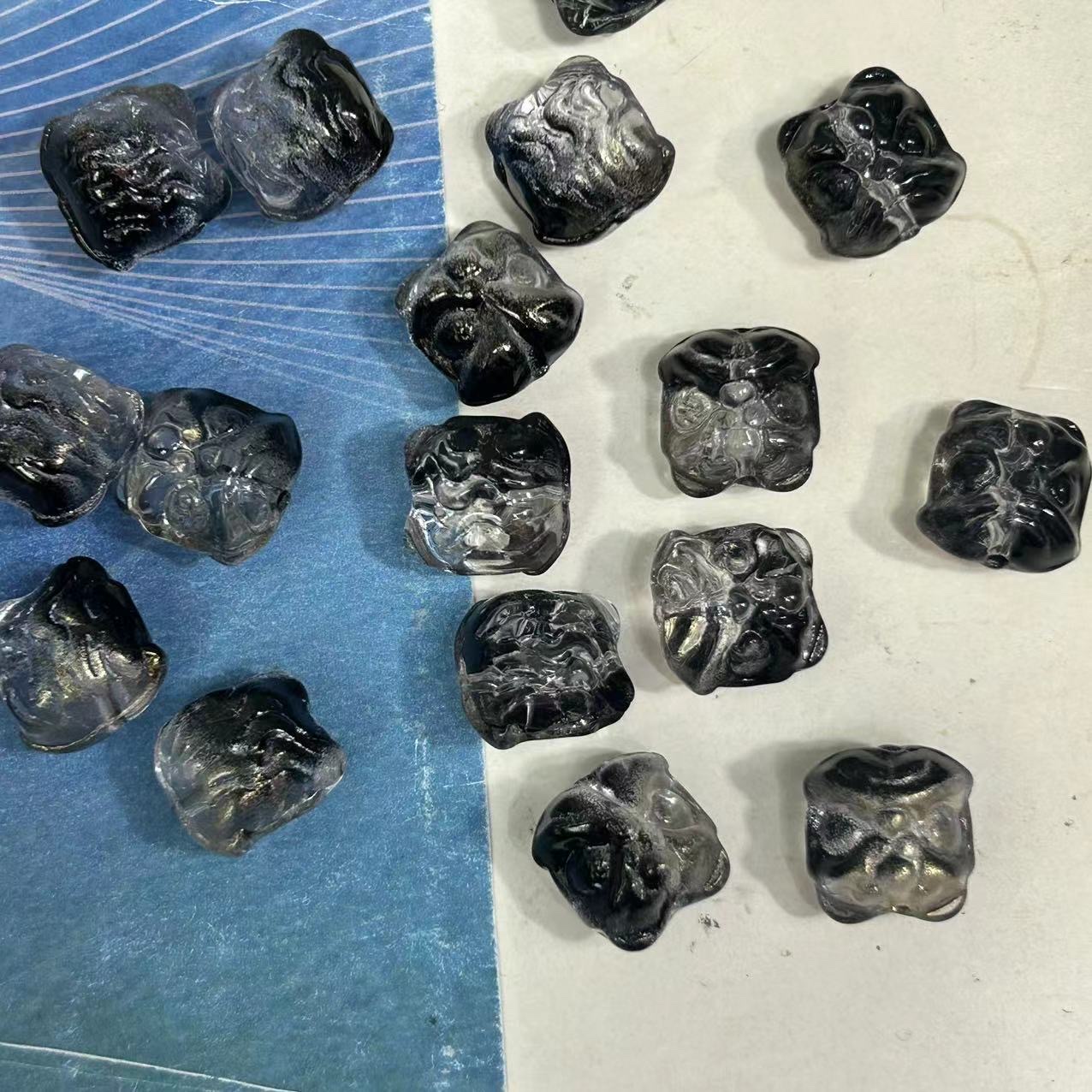 厚秀水晶国产琉璃水晶玻璃配件醒狮手串配件，复古diy饰品配件儿童饰品材料diy饰品配件详情图1