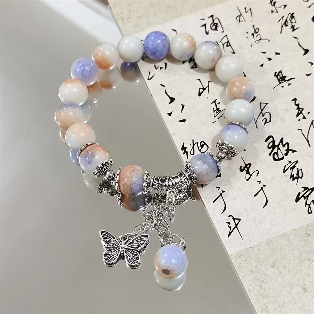 2024爆花手串新中式碎花蝴蝶手链女潮流新款小众设计百搭学生男女细节图