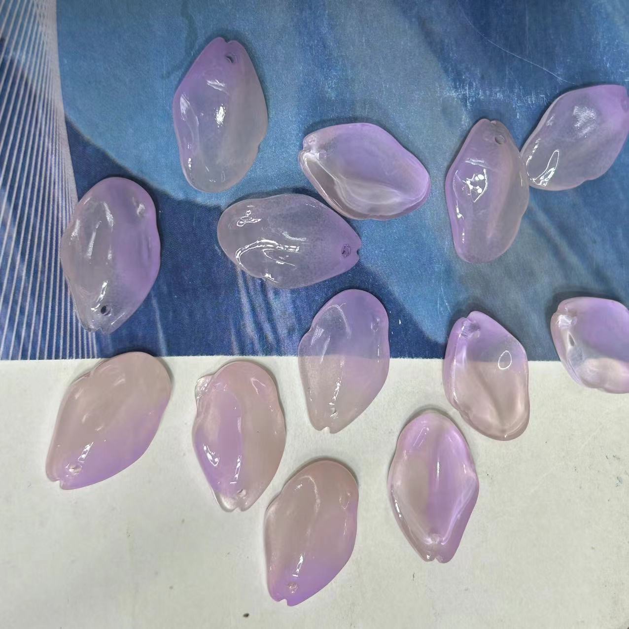 Houxiu Crystal domestic glazed crystal glass retro hairpin accessories, Fat peach blossom children's hairpin, tassel handmade DIY material accessories