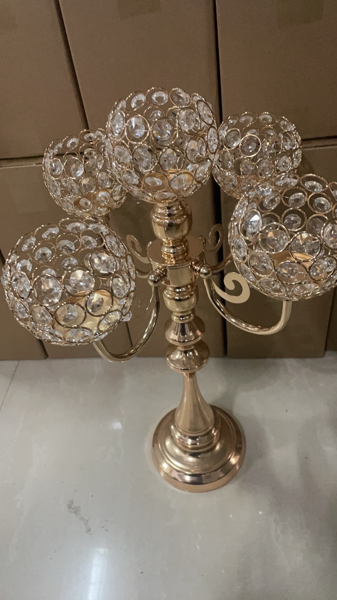 莲花主题木架铁盘花瓶工艺品 置物架推车 家居装饰品 美观实用收纳神器铁盘 工艺品烛台镜子摆件细节图