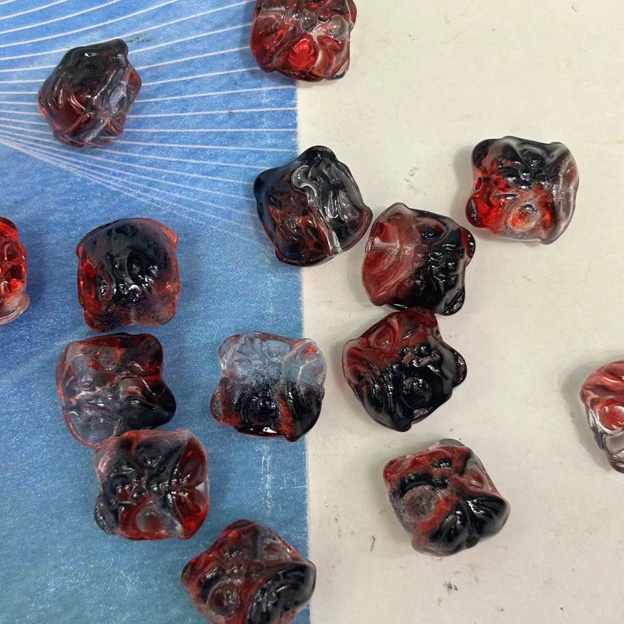 厚秀水晶国产琉璃水晶玻璃配件醒狮手串配件，复古diy饰品配件儿童饰品材料diy饰品配件详情图4