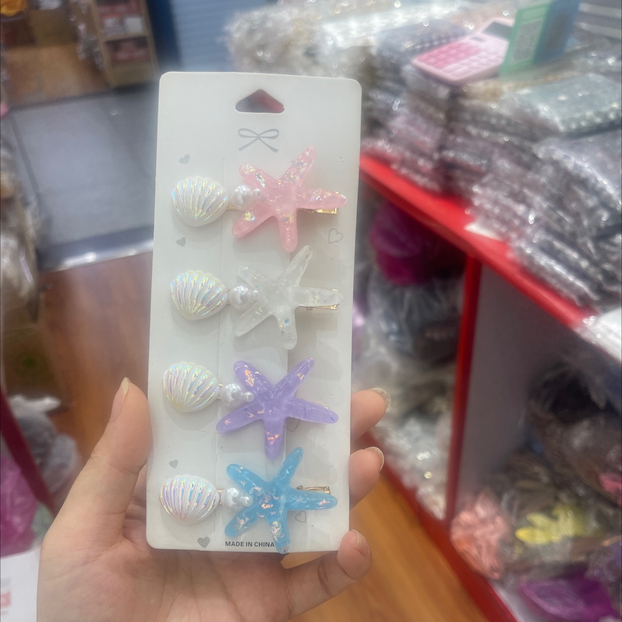 夏日蓝色贝壳海星鱼尾少女发夹海洋风边夹精致头饰简约甜美清新夹详情图1