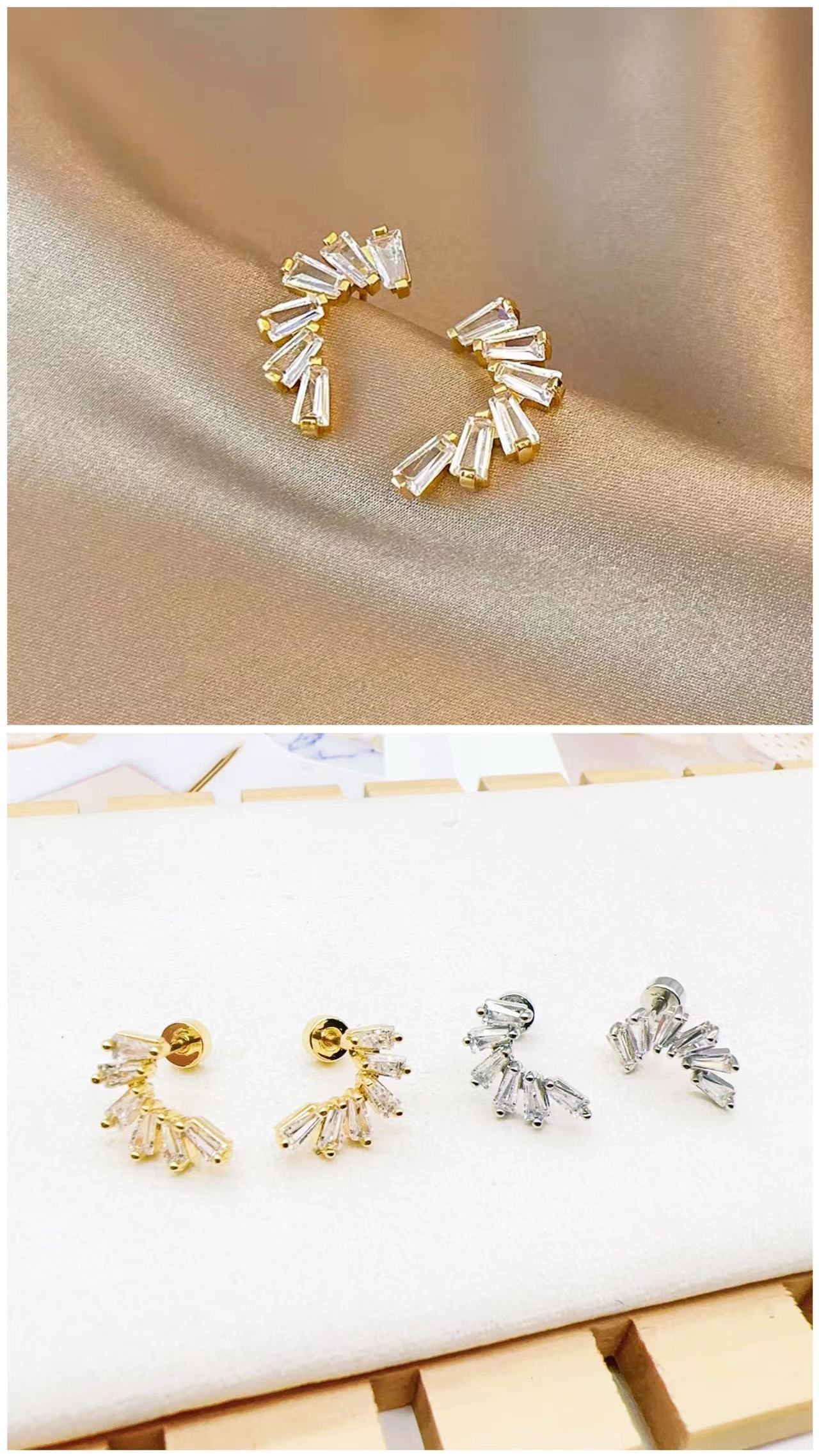 锆石耳环饰品 璀璨炫光 明星同款耳饰 时尚潮流女士耳环 高级感耳饰品
