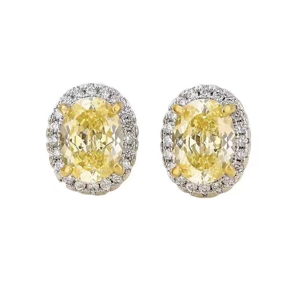 蛋形满钻彩色耳骨钉，粉钻黄钻蓝钻白钻甜美时尚气质耳钉精致百搭产品图