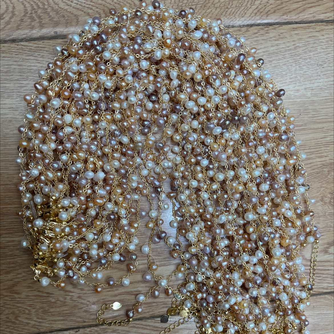 珍珠项链，彩色珍珠项链、满天星保色珍珠项链、外贸出口，网络热卖。厂家直销。饰品细节图