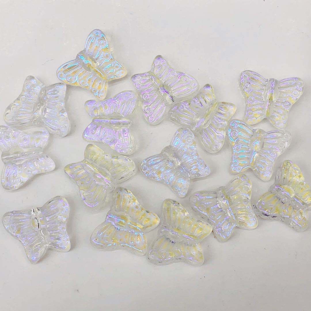 Houxiu Crystal domestic glass petal horizontal hole butterfly hairpin flower retro style jewelry accessories diy jewelry accessories Specification image