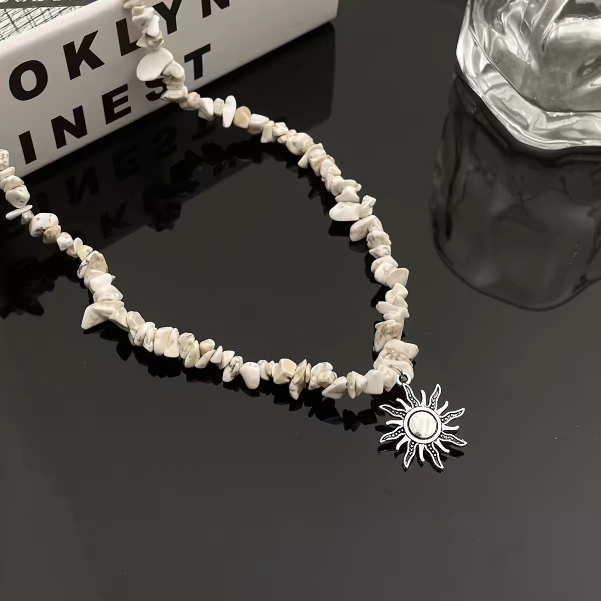 中国风太阳碎石项链文艺毛复古锁骨链优雅气质时尚衣链项饰女项链女短款详情图3