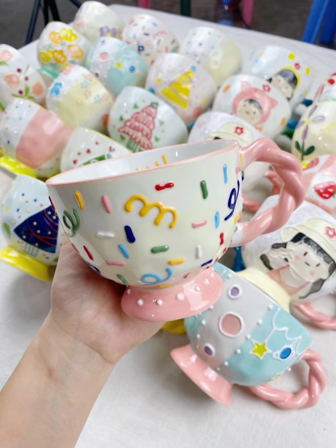 手绘卡通设计 陶瓷咖啡杯优雅享受咖啡时光陶瓷咖啡杯详情图2