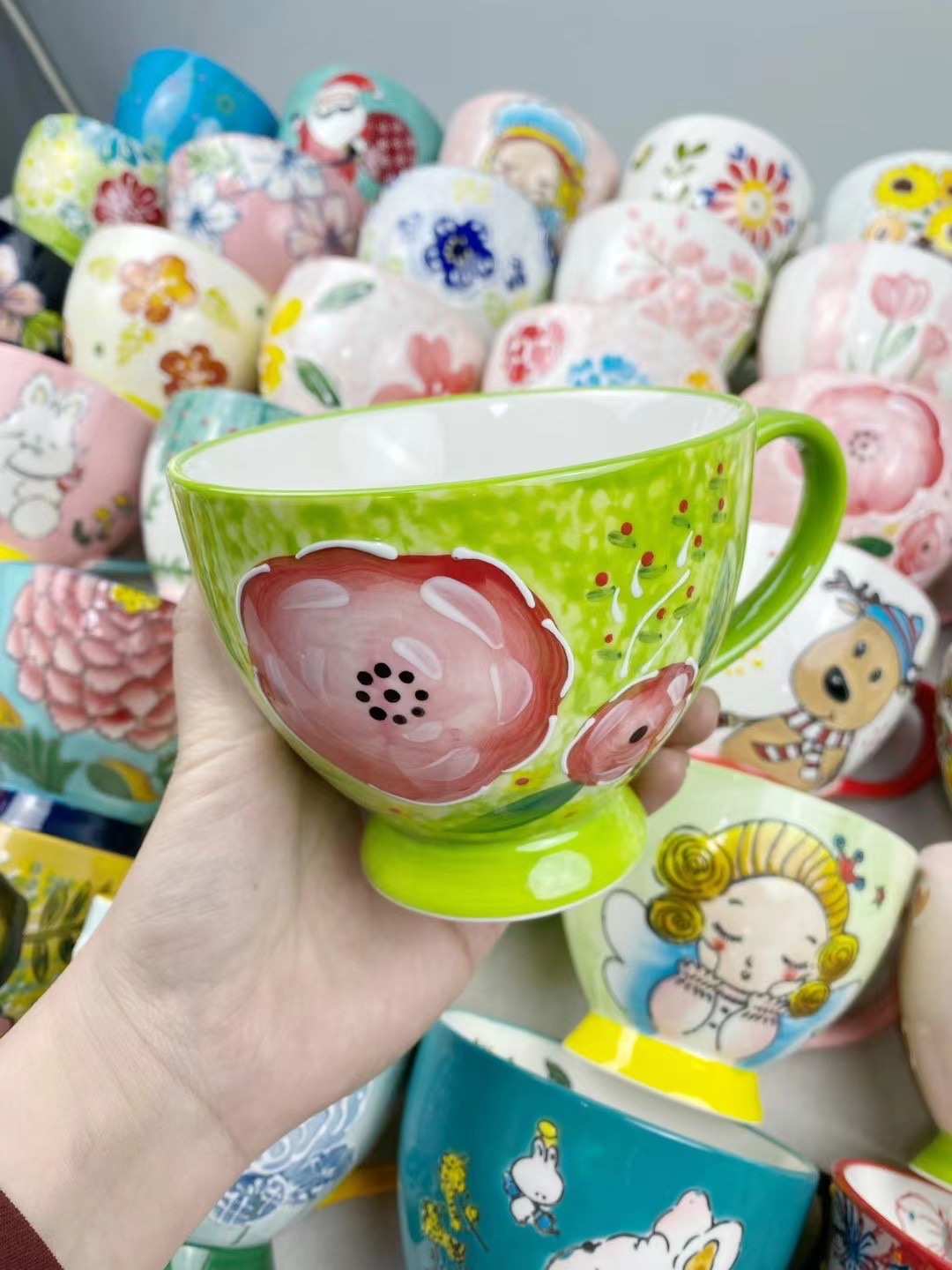 手绘早餐杯设计 陶瓷咖啡杯  精致饮品享受 温度适宜口感更佳详情图4