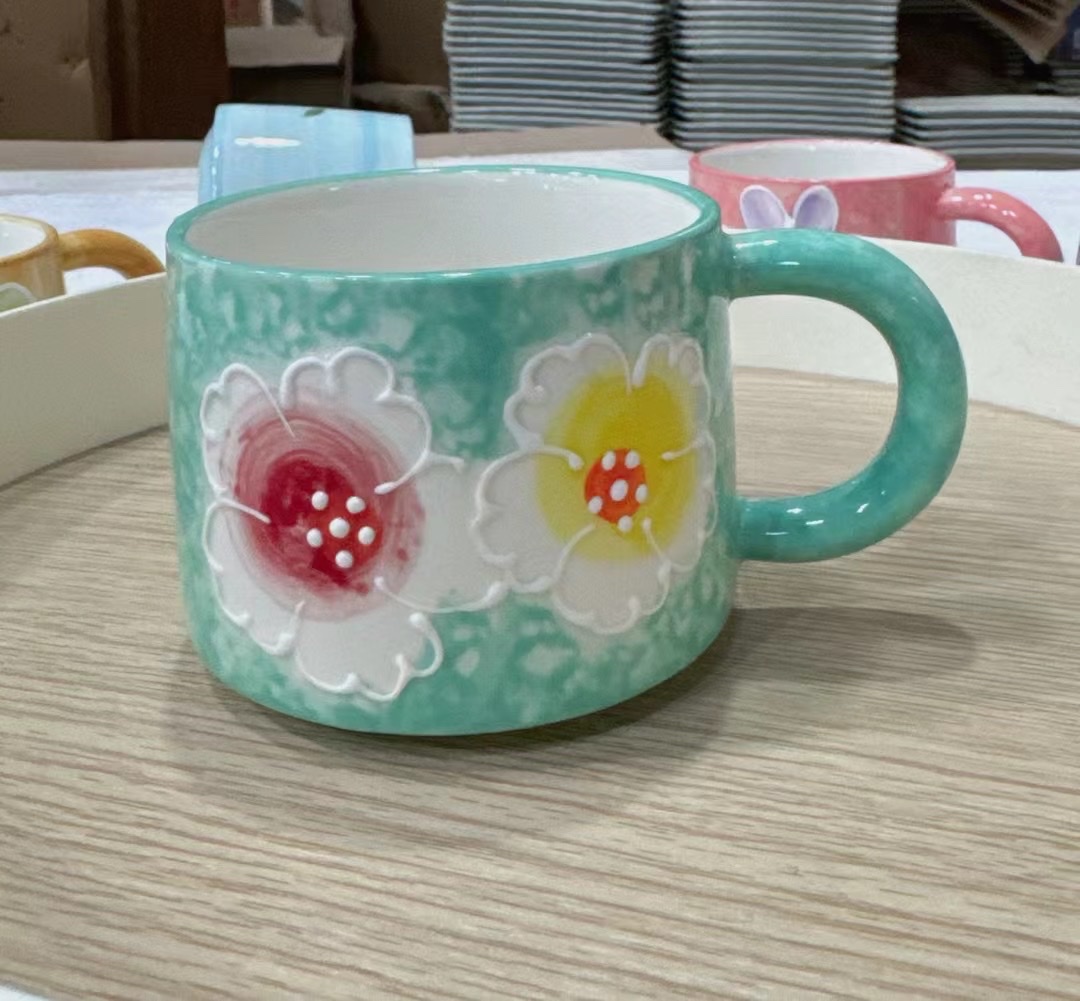 手绘濑户烧陶瓷马克杯 时尚简约耐热便携式咖啡杯 办公室水杯礼品杯详情图4
