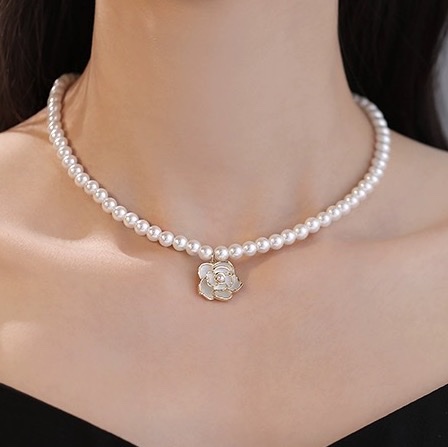 玫瑰花珍珠项链珍珠项链女短款 优雅贵气 简约时尚 高质量珍珠 高档礼物详情图7