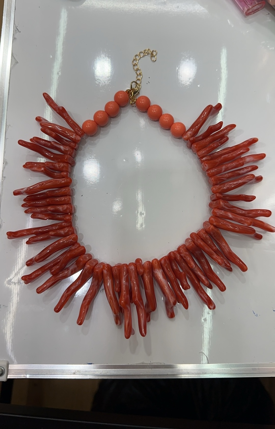 欧美珊瑚项链夸张时尚项链项链项链项链女短款白底实物图