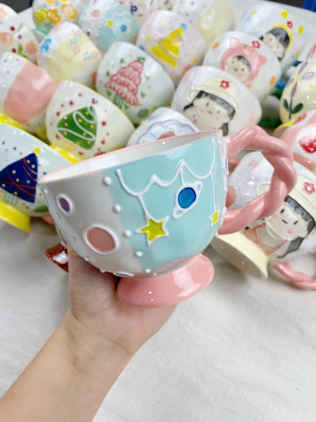 手绘卡通设计 陶瓷咖啡杯优雅享受咖啡时光陶瓷咖啡杯详情图3