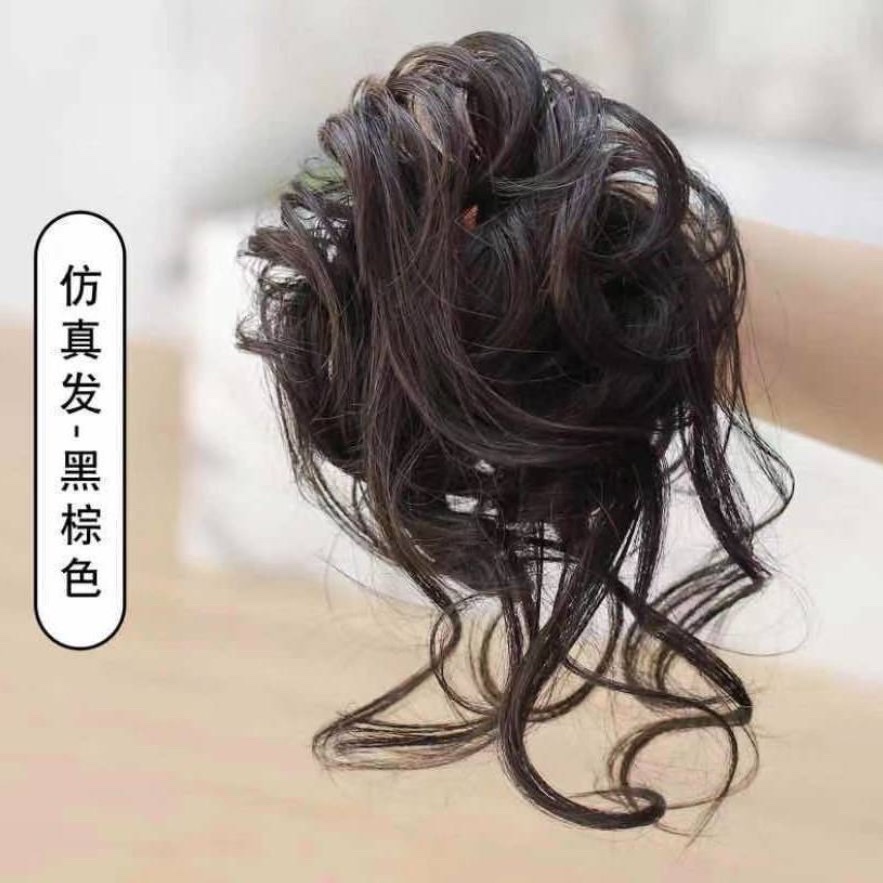 Updo, long beard, wig circle, high-end style, flower bud, flower wig, hair bag, fluffy bun, ladies' hair 髺, hair accessory details Picture