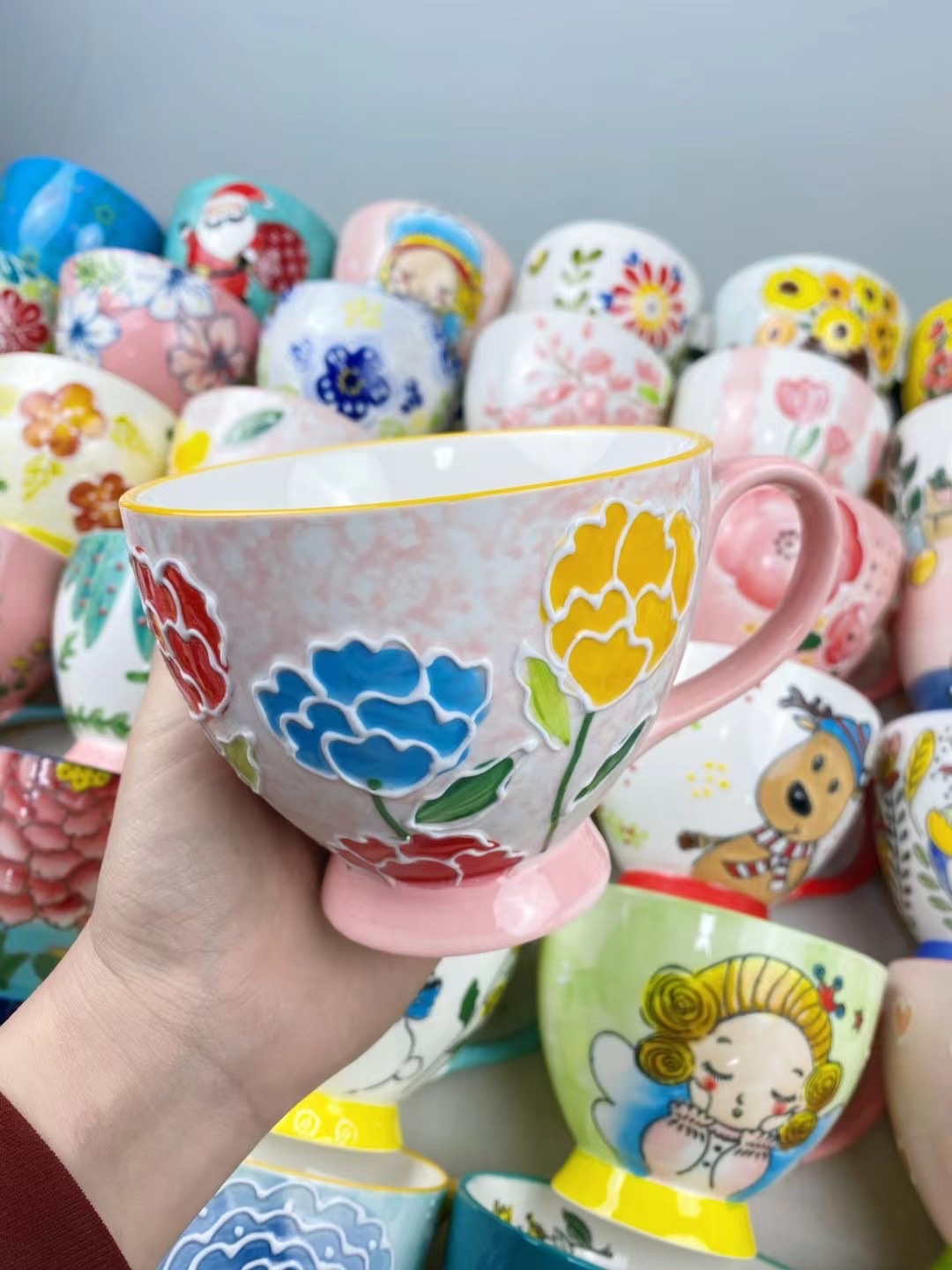 手绘早餐杯设计 陶瓷咖啡杯  精致饮品享受 温度适宜口感更佳详情图2