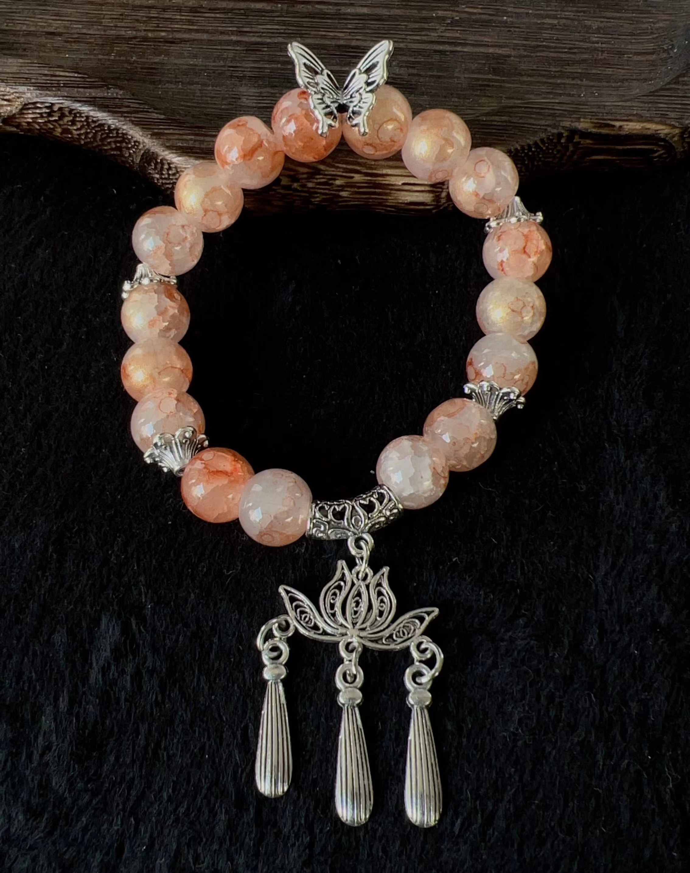 碎花蝴蝶手链ins小众琉璃手串送闺蜜好友学生党高颜值礼物儿童女