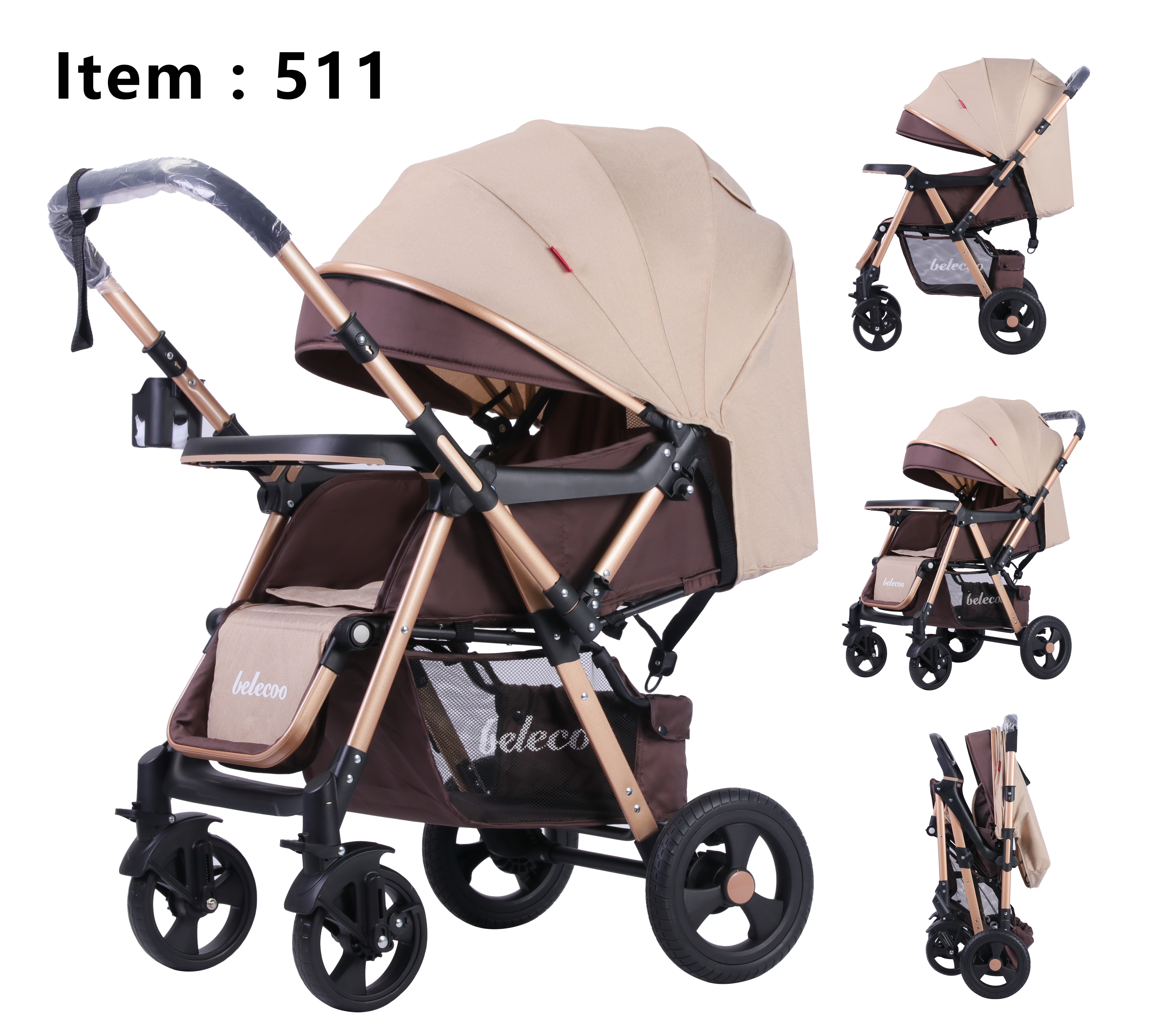 Belecoo baby stroller, large stroller Specification image