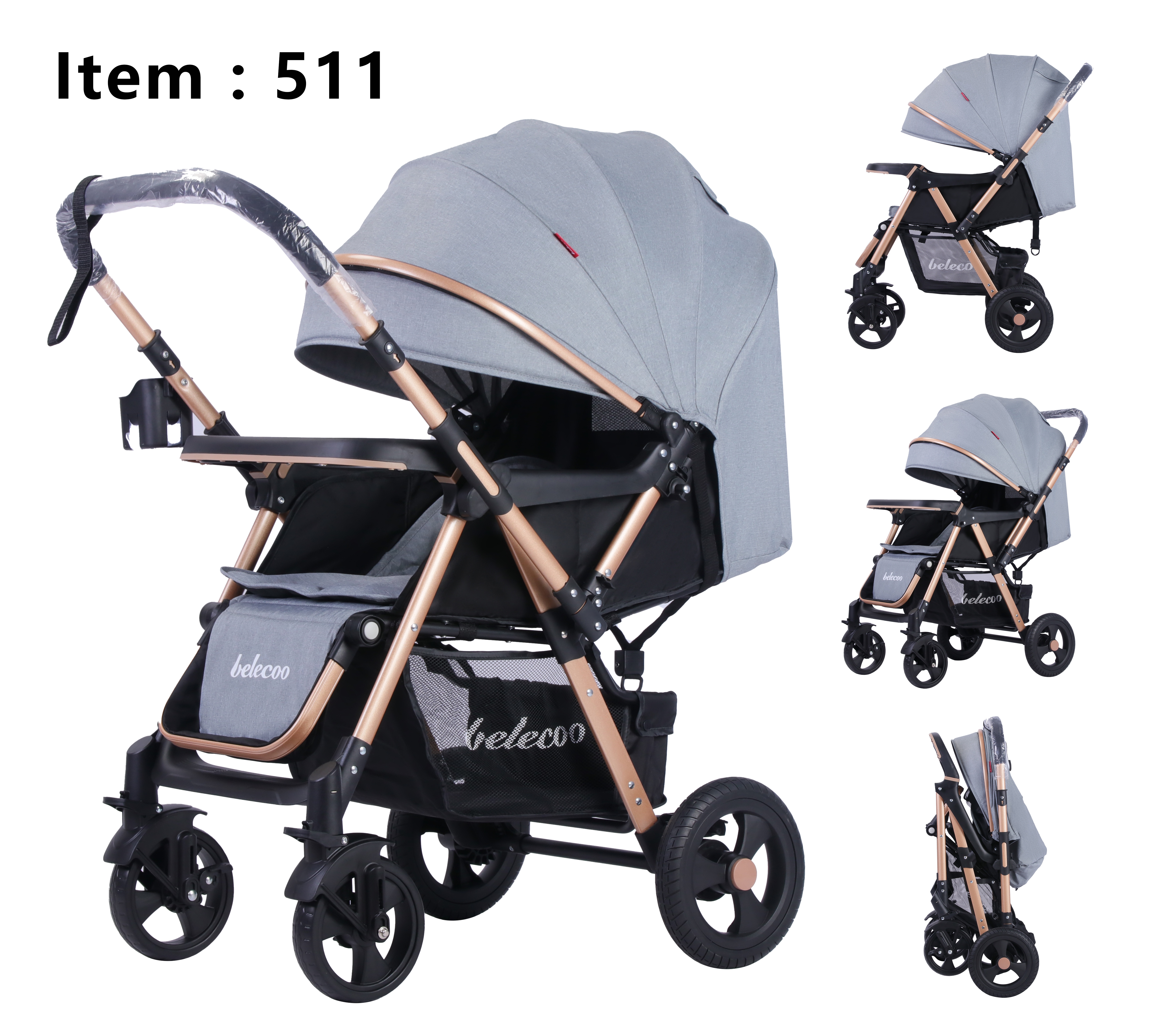 Belecoo baby stroller, large stroller details Picture