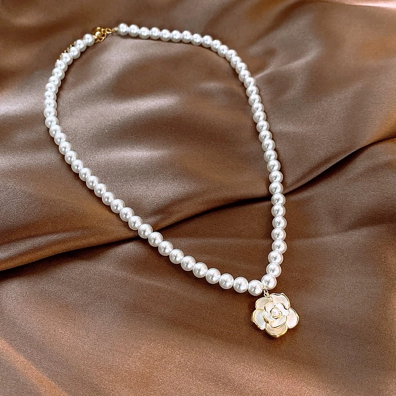 玫瑰花珍珠项链珍珠项链女短款 优雅贵气 简约时尚 高质量珍珠 高档礼物详情图4