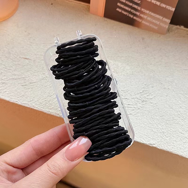 Children's Basic Hair Tie Girl's Hair Does Not Hurt Hair High Elastic Elastic Band Little Girl's Hair Grab Box Head Rope In The Middle Circle Rubber Band Application Scenario