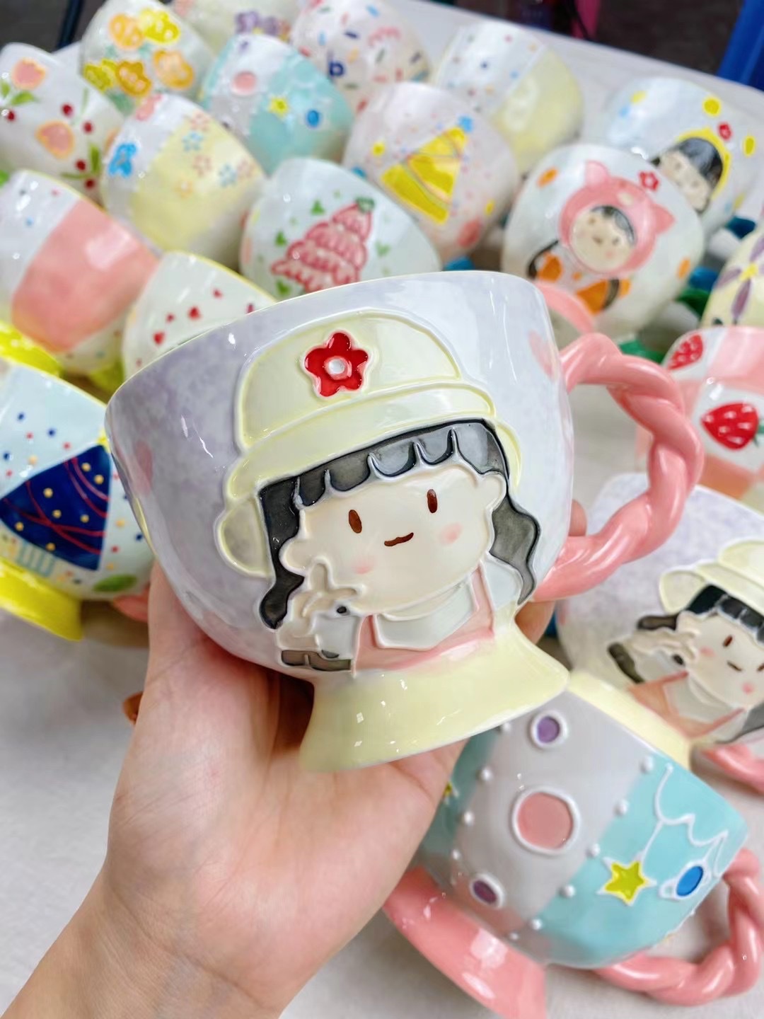 手绘卡通设计 陶瓷咖啡杯优雅享受咖啡时光陶瓷咖啡杯细节图