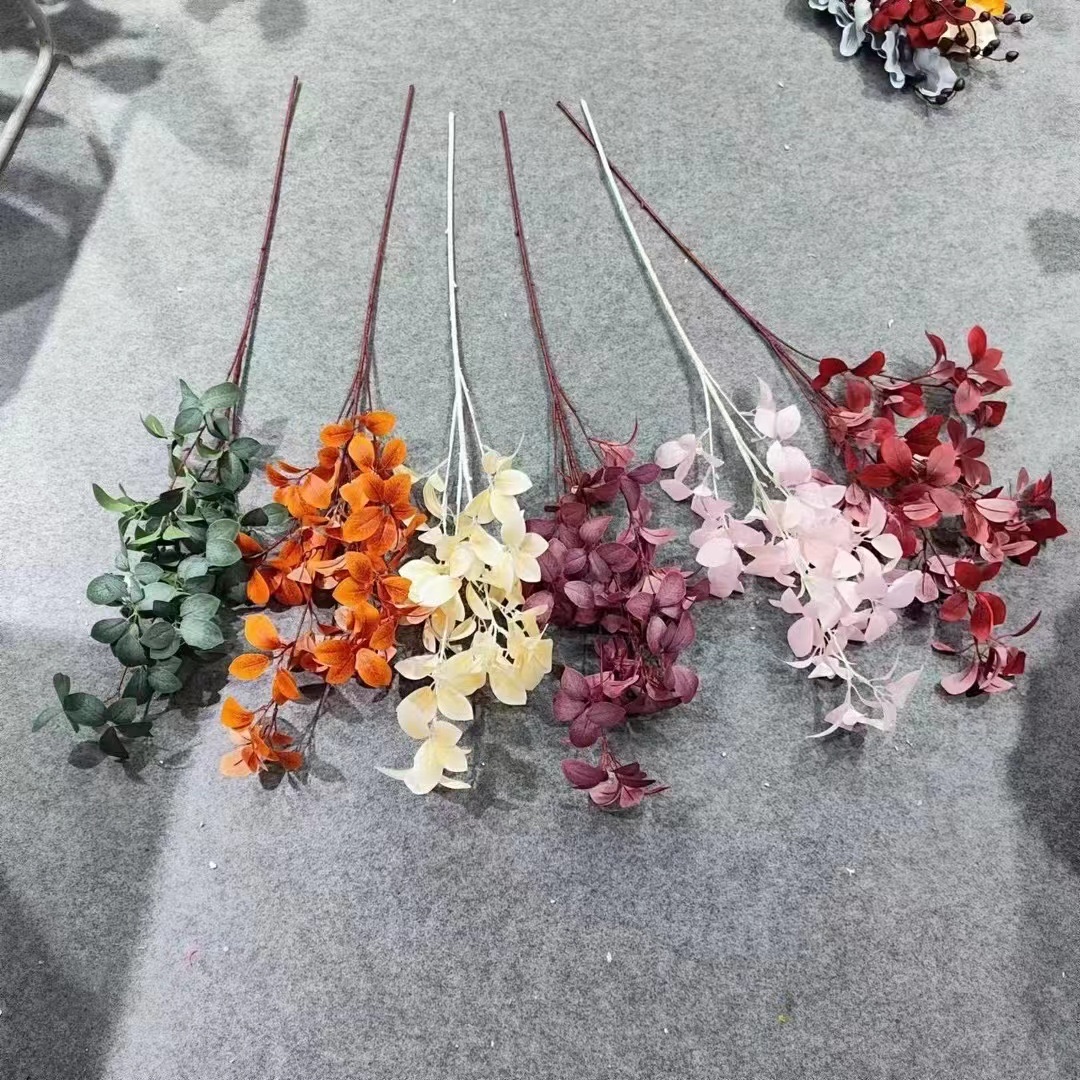 玉兰叶人造花束 假花仿真花装饰品 仿真花硅胶制作 细腻逼真不褪色植物