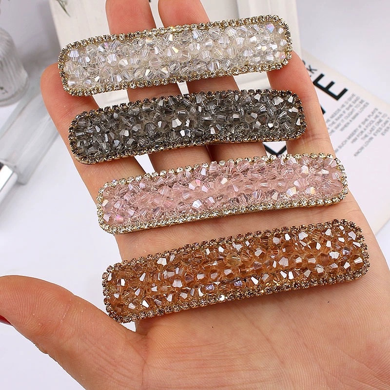 网红水晶高端发卡女刘海侧边夹bb夹子头饰发夹后脑勺碎发整理神器发夹发饰抓夹创意饰品鲨鱼夹产品图