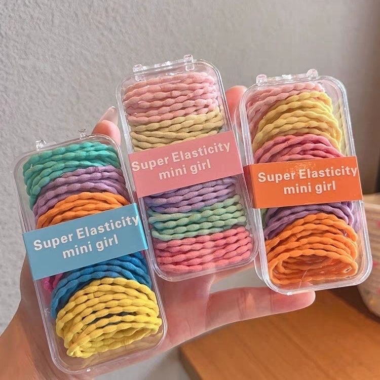 Children's Basic Hair Tie Girl's Hair Does Not Hurt Hair High Elastic Elastic Band Little Girl's Hair Grab Box Head Rope In The Middle Circle Rubber Band undefined