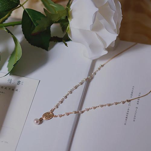 珍珠美人头精美韩版项链时尚潮流精巧精致经典女短款项链详情图1