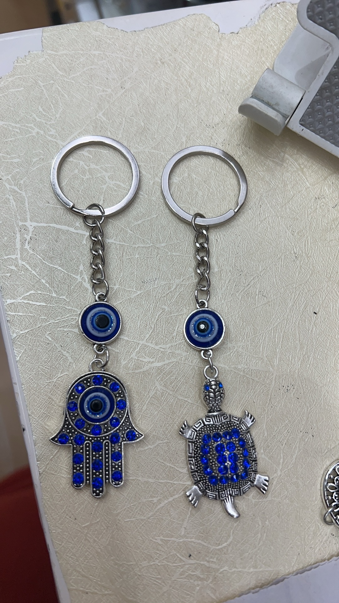 眼睛钥匙扣幸运之神蓝色铝线工艺品金葱粉闪粉清阳饰品-0111