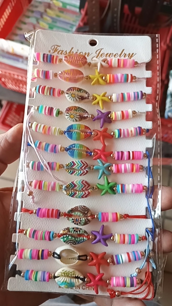 软陶贝壳手工编织手链，七彩波西米亚沙滩风