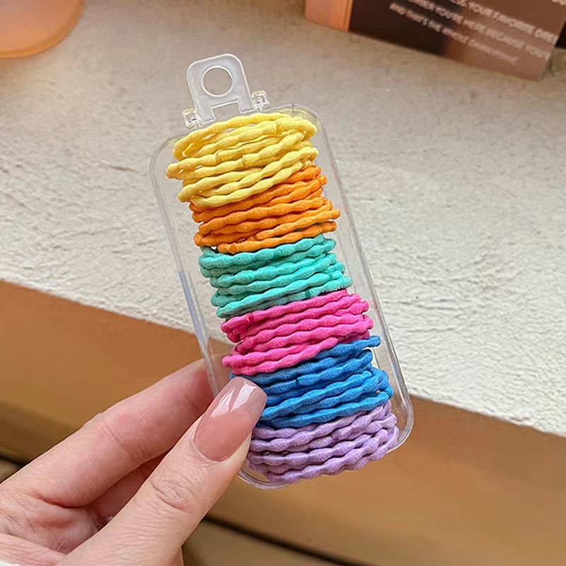 Children's Basic Hair Tie Girl's Hair Does Not Hurt Hair High Elastic Elastic Band Little Girl's Hair Grab Box Head Rope In The Middle Circle Rubber Band details Picture