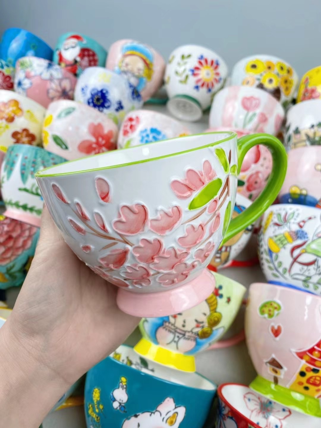 手绘早餐杯设计 陶瓷咖啡杯  精致饮品享受 温度适宜口感更佳细节图